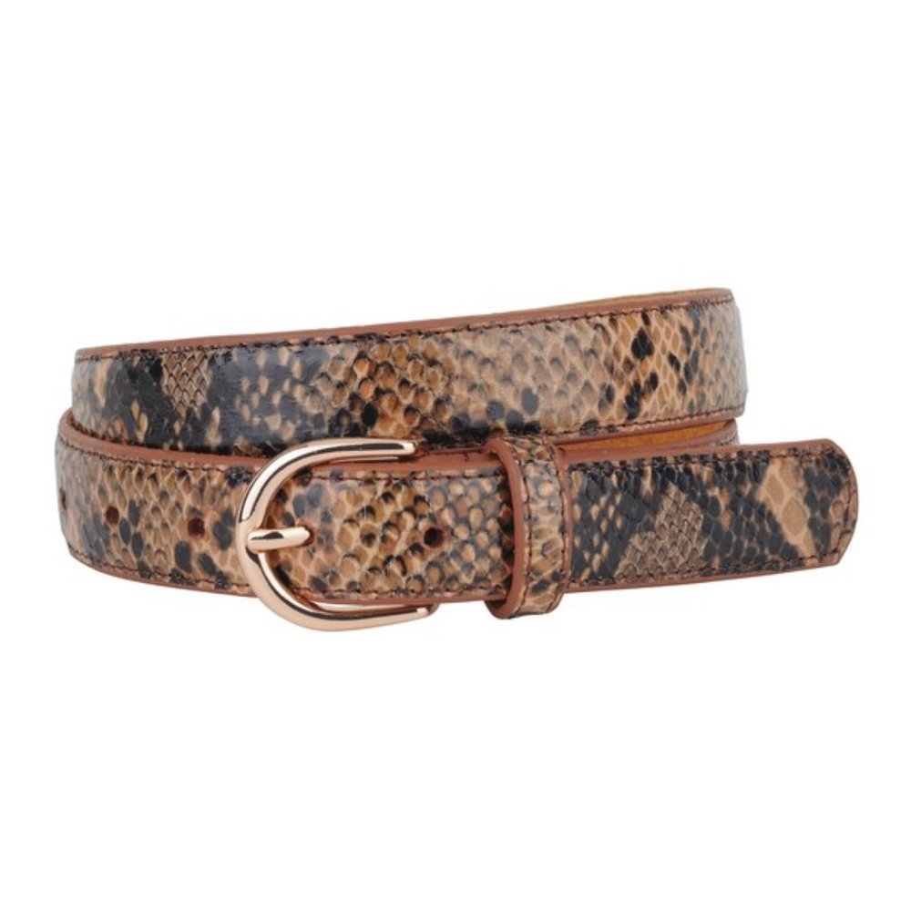 Brown Snake Skin Belt with Gold Buckle